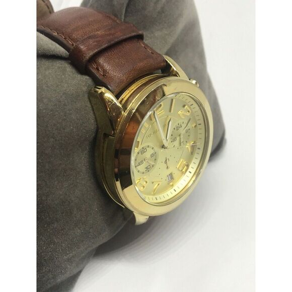 Michael Kors Mk2251 Womens Brown Leather Analog Champagne Dial Quartz Watch No40 - Picture 4 of 10